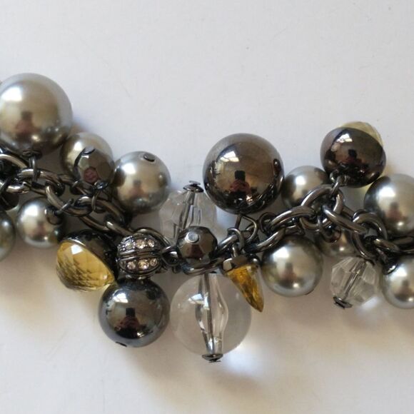 Y2K Grace Adele Bubble Beaded Bracelet Charms Glass Statement Gunmetal Statement - Picture 7 of 16